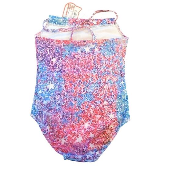 Aflyko Girls' Glittery One-Piece Swimsuit Size 4 Pink Blue Gradient - Picture 2 of 5
